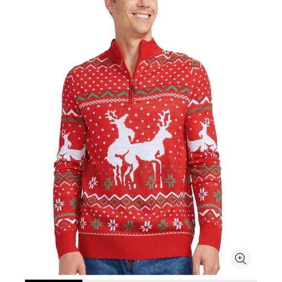 Tipsy Elves Other - Tipsy Elves Sweater Men XXL Red Reindeer Humping Fair Isle Christmas Crude Funny